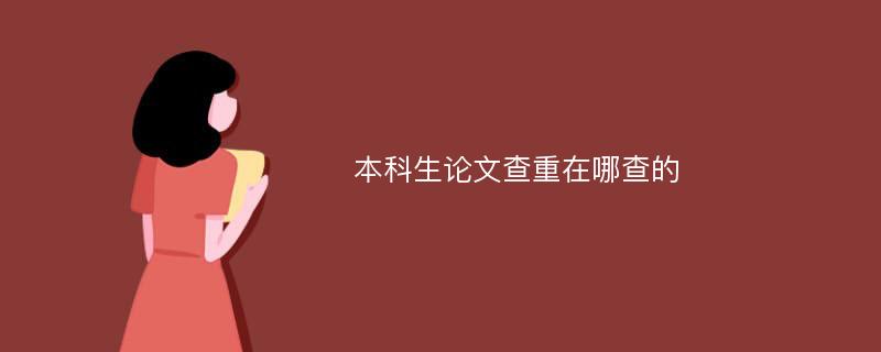 本科生论文查重在哪查的