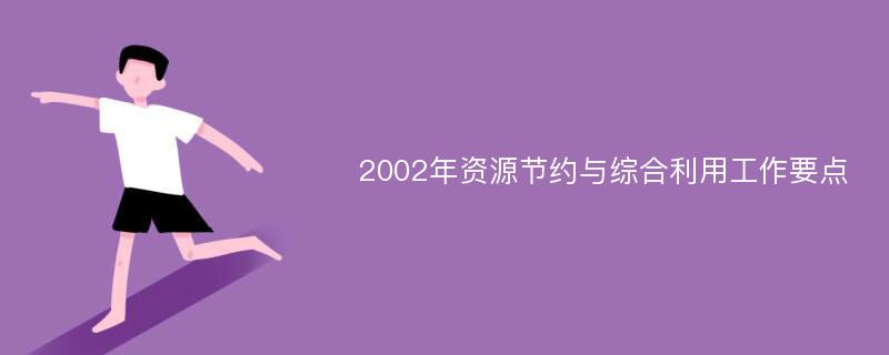 2002年资源节约与综合利用工作要点