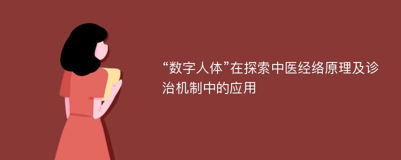 “数字人体”在探索中医经络原理及诊治机制中的应用