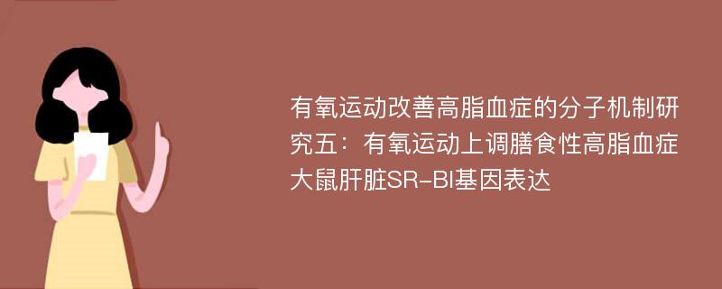 有氧运动改善高脂血症的分子机制研究五：有氧运动上调膳食性高脂血症大鼠肝脏SR-BI基因表达